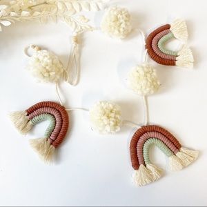 Macrame Rainbow Garland Baby Shower Garland Decor Baby Room Decor Neutral Colors